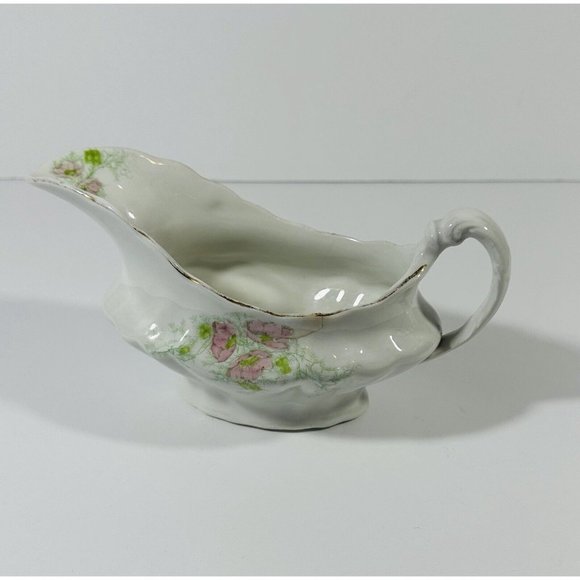 Excelsior Porcelain Gravy Boat Vintage Antique White Pink Green Floral Pattern - Picture 4 of 15